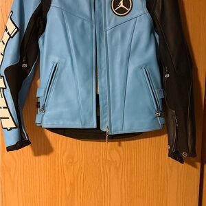 Jordan Light Blue and Black Leather Jacket- Riding XS